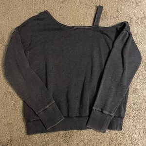 Aeropostale grayish navy, lined off-shoulder sweatshirt
